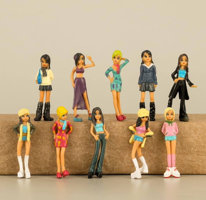 NWFashion 10pcs Model Trains Fashion US Girls Figures 1:50 O Scale Painted Figures cenery Layout Landscape