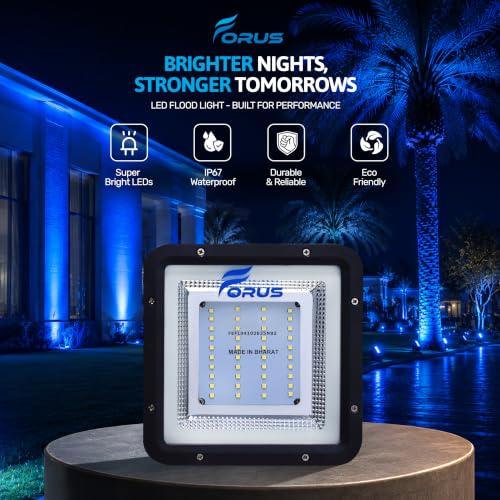 Image of Forus 30W Blue Color Flood Light Outdoor LED Waterproof Decorative Focus Lamp for Home Garden Events Security Terrace Landscape Pathway Building Festival Stage Party Celebration Lighting - 1 Pc