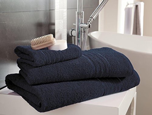 Artistic Fashionista Luxueux Torchons à hampon 100 % coton - Élégants, magnifiques, ultra doux et très absorbants (bleu foncé, serviette à main) Cover