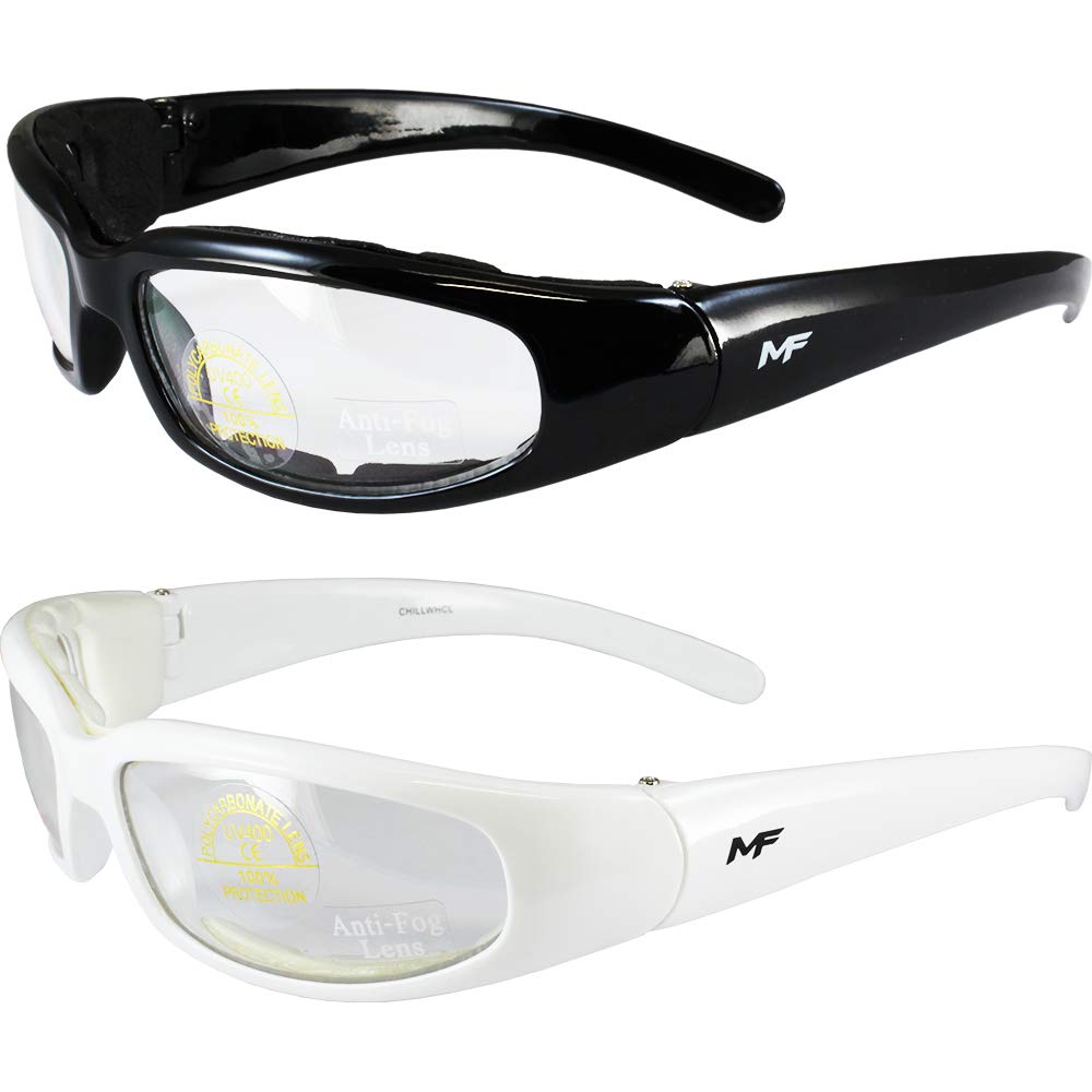MotoFrames2 Pairs MF Chill Glasses (Black/White Frames, Clear Lens)