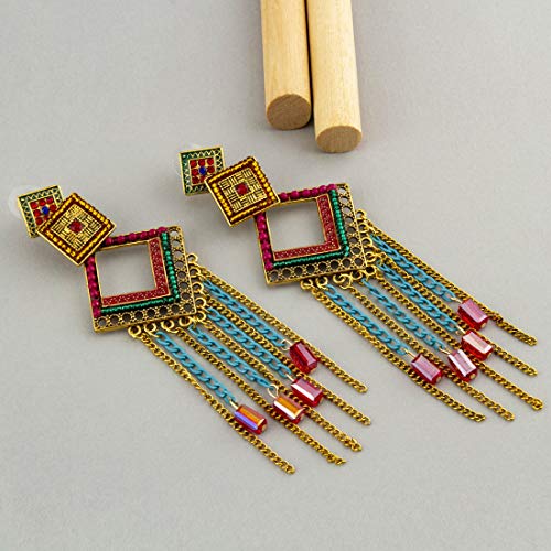 Geometric Crystal Drop Earrings Plushy Chain