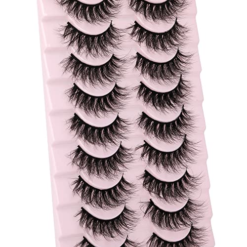 wiwoseo Eyelashes Natural Wispy Faux Mink Lashes Fluffy 3D Effect 16MM Fake Eyelashes 10 Pairs Lashes Pack