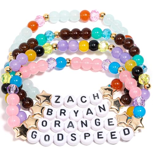 AICase for Zach Bryan Merch Gifts Inspired Bracelets 4 Pcs Stackable Stretch Beaded Friendship Bracelets Concert Outfit Vinyl Poster Sticker Merchandise Gifts for Fans Women Birthday Christmas