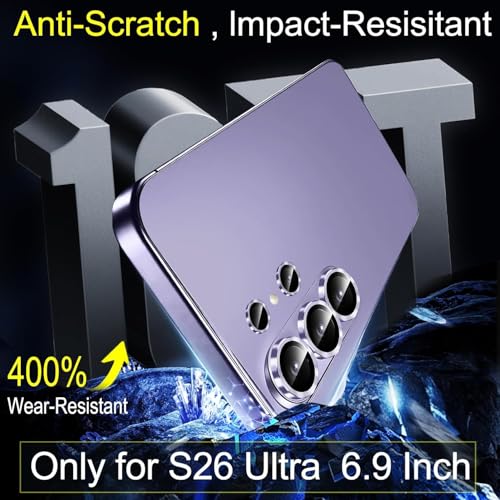 Image of Titanium Camera Lens Protector for Samsung Galaxy S26 Ultra Purple AR AF Coated 9H Tempered Glass Camera Guard, Anti Drop, Scratch Resistant Camera Lens, Case Friendly Waterproof Heavy Duty UHD Clear Camera Cover