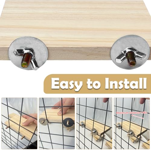 Image of kathson 12 Pcs Wooden Bird Cage Platform Flat Birds Perch Stand Rectangle Parrot Perch with Washers for Bird Paw Grinding Cockatiel Cage Accessories for Parrot, Budgies, Conure, Lovebirds