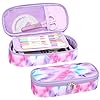 Bagseri Pencil Case for Girls - Large Pencil Box Cute Pencil Case with Zip Closure for Kids Girls Student School (Purple Pink Tie-dye)
