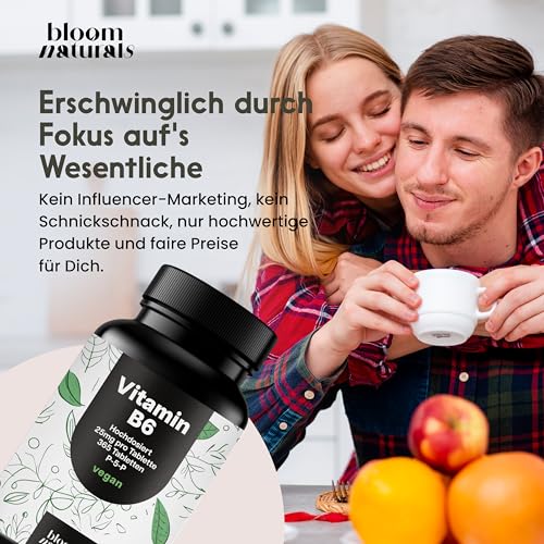 Vitamin B6 P5P hochdosiert - 25mg pro Tablette - 365 Tabletten - Laborgeprüft, Vegan & produziert in Deutschland - Verpackung kann variieren