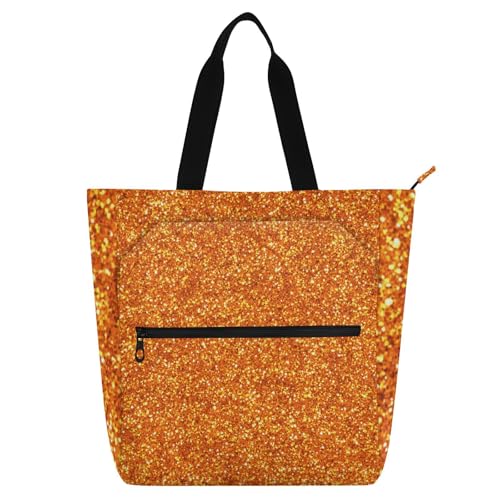 Bolsos de mano con purpurina naranja para viajes, compras y uso escolar
