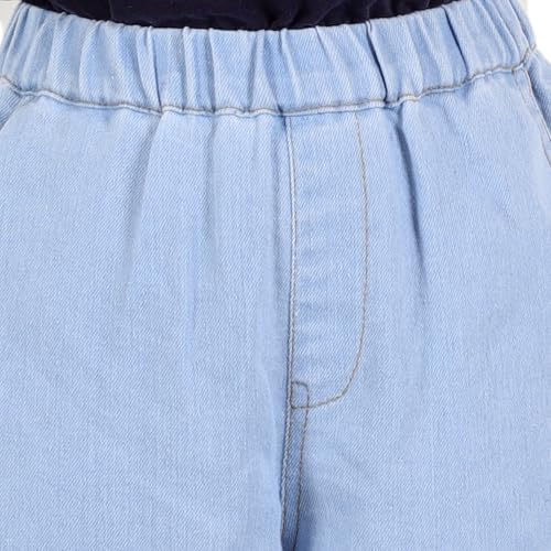 Image of superminis Girls Denim Jeans | Stretchable Blue Cat Print Jeans for Girls 3-10 Years | Soft Comfortable Kids Denim Pants for Casual