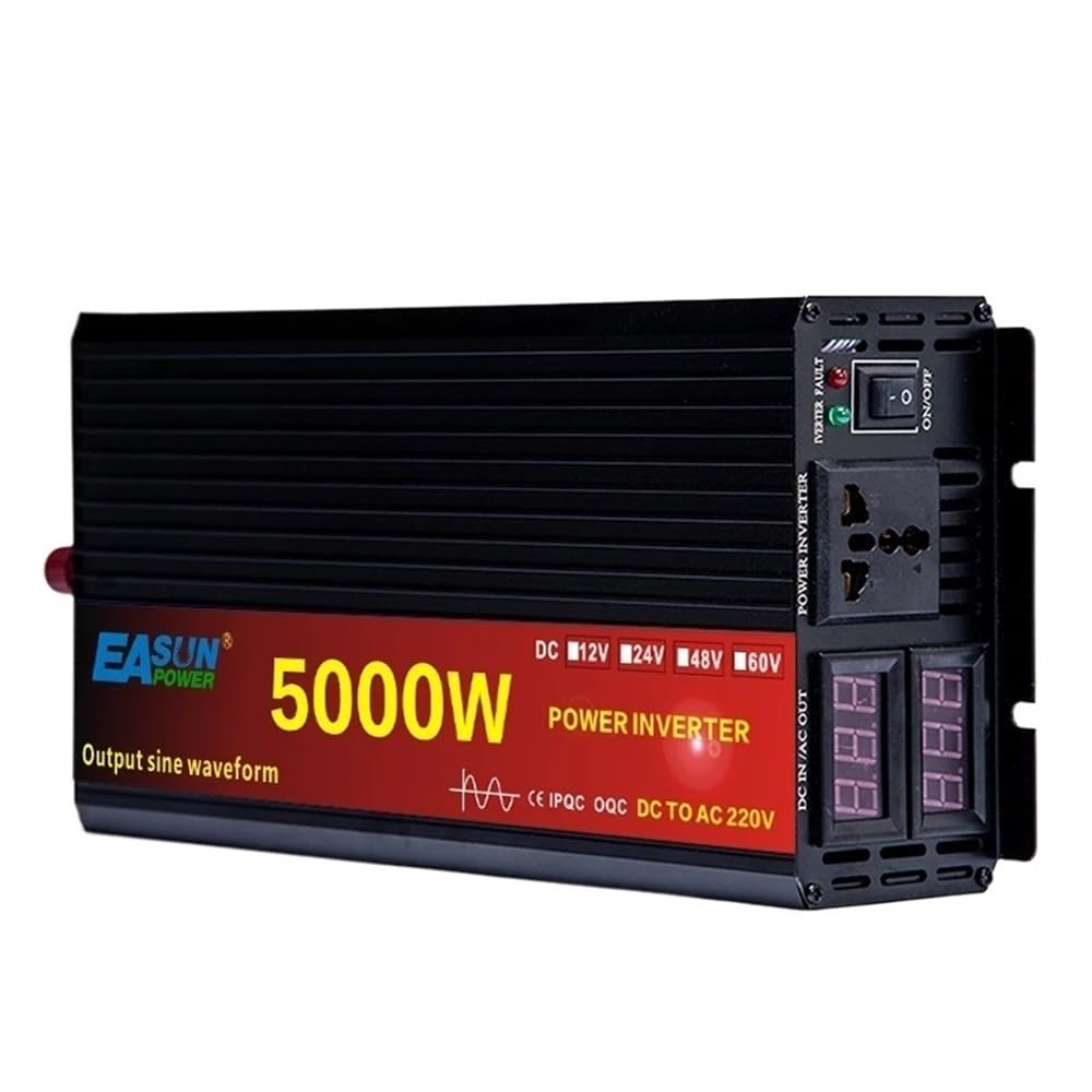 Inversor Inversor DC 12v 24v AC 220v Potencia 2000W 3000W 4000W 5000W de Coche Converte con Pantalla(5000W,12V)