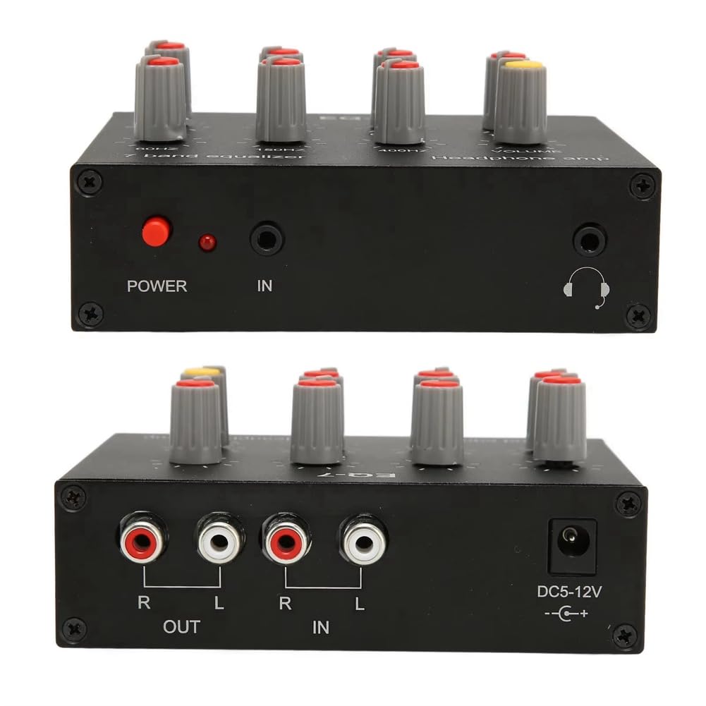 DC5-12V Equalizzatore Suono 7 Bande Regolazione dei Medii Alti Equalizzatore Digitale Preamplificatore Audio Regolabile per Cuffie