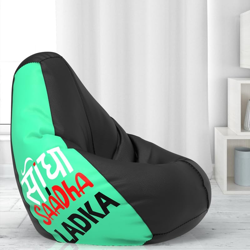 Biggie Bean Bag Cover 6XL- Official: Jack & Mayers Bean Bags - Max User Height : 6-6.5 Ft. - Weight : 99-110 Kgs(Model: Sidha Sadha - Black Lt Blue)-image-21