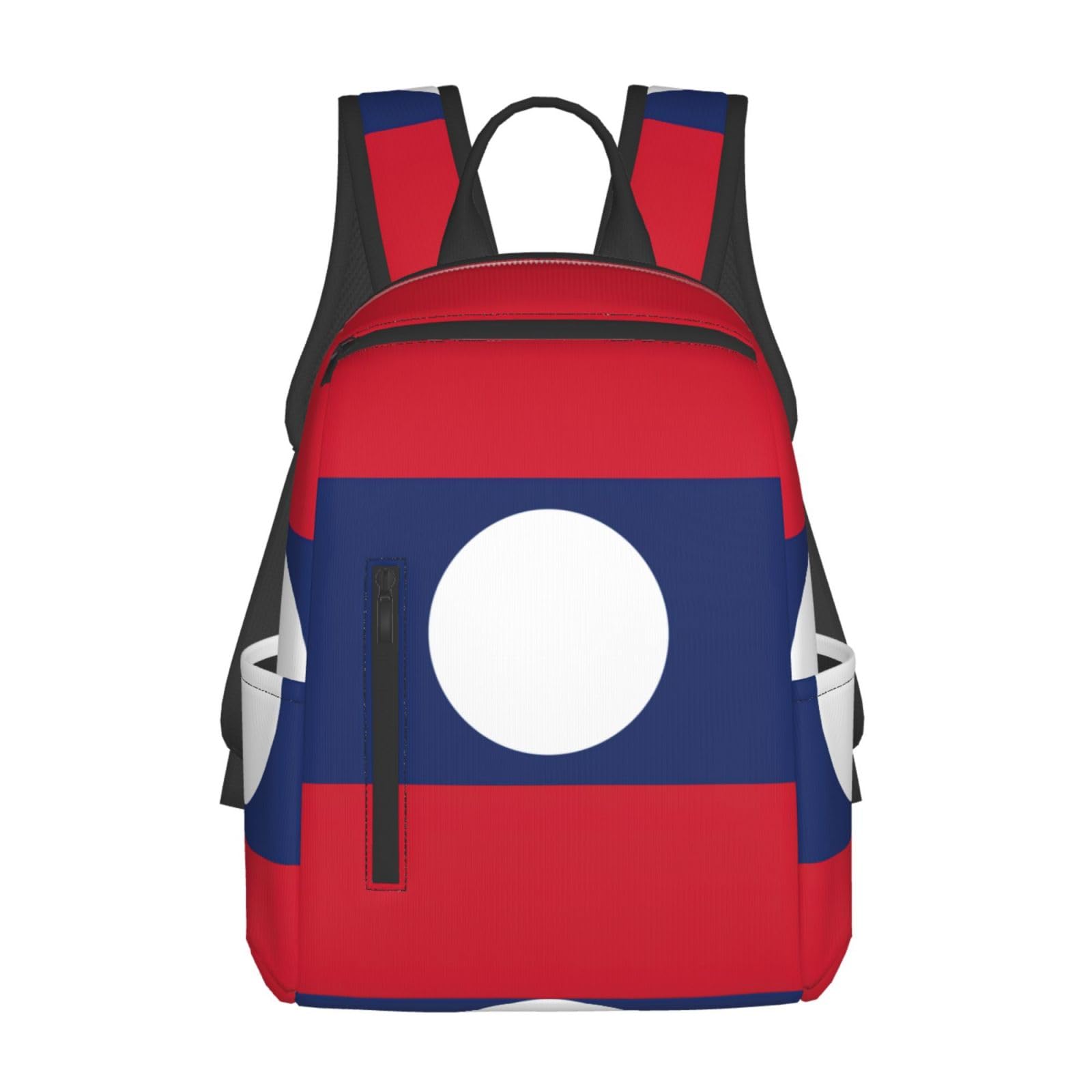 Sac à dos imprimé drapeau du Laos léger et noir de taille unique - 8