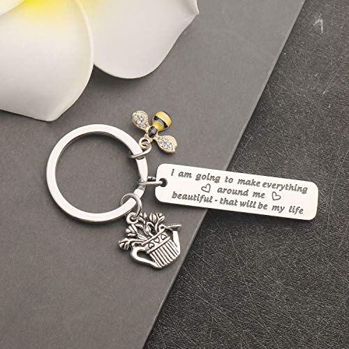 bobauna Gardener Keychain I am Going to Make Everything Around Me Beautiful Gardening Jewelry Gift for Florist Plant Lover2