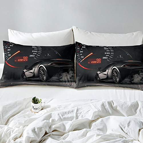 Racing Car Bedding Set Teens Speed Sports Car Comforter Cover Single Size Extreme Sport Theme Duvet Cover For Kids Boys Adult Cool Automobile Bedspread Cover For Living Room Black - Image 3