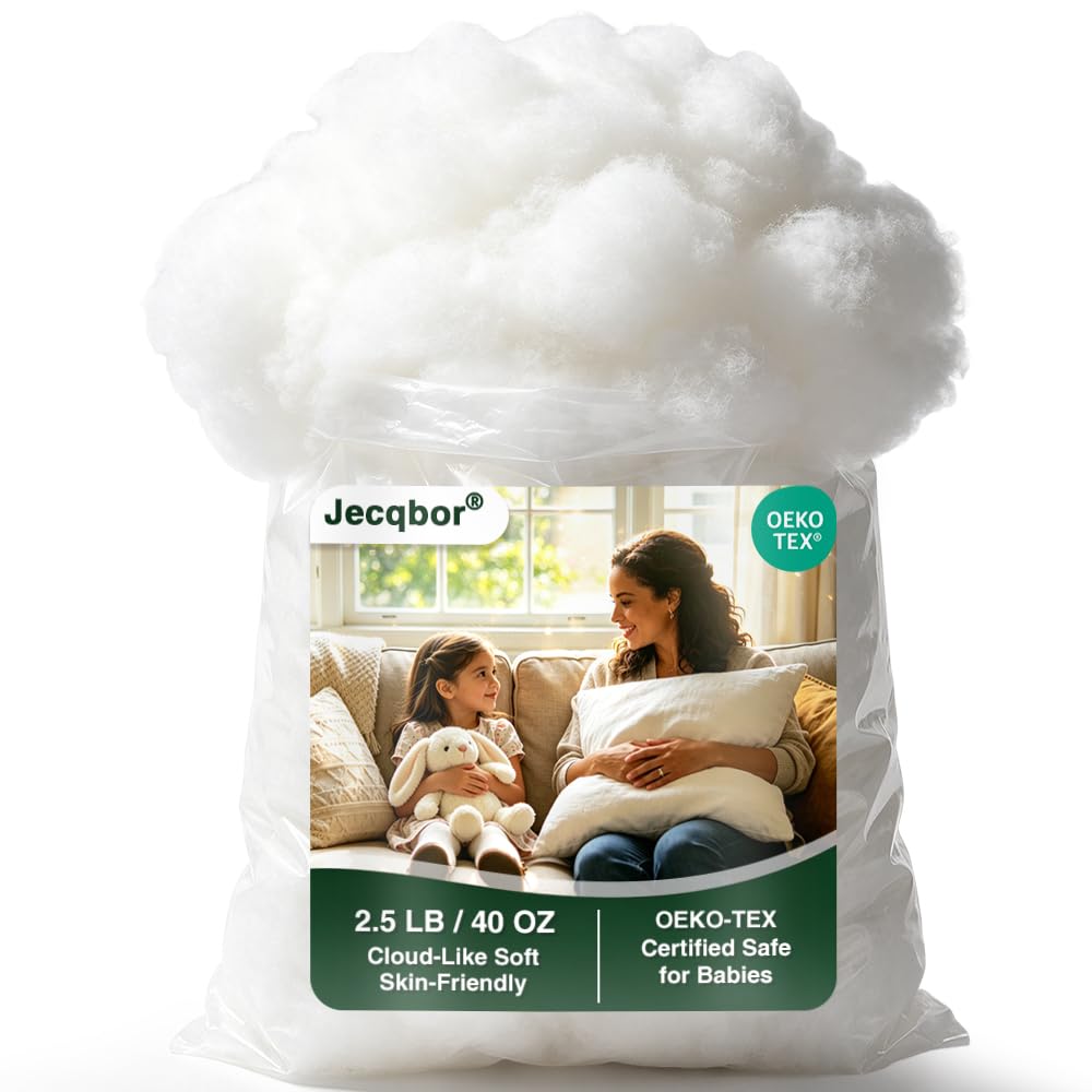 Photo 1 of Jecqbor 2.5lb/40oz Premium Polyfill Stuffing, Fluffy Pillow Stuffing for Pillows, Crochet Toys, Stuffed Animals, Couch Cushions, Cloud Decorations & DIY Crafts, Machine-Washable Polyester Fiber Fill