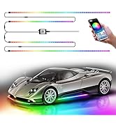 OPPBUY Car Underglow Lights,4PCS RGB Exterior Neon Accent Strip Lights Kit with APP Control,210 C...