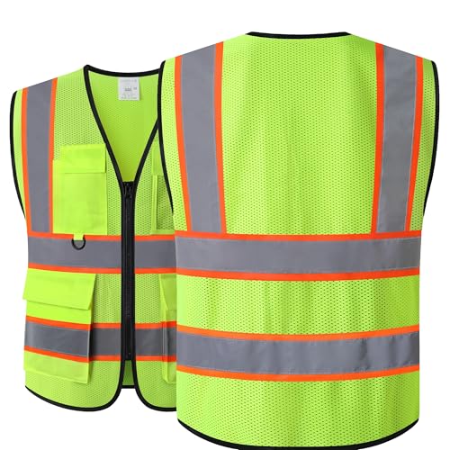 Image of Safety Vest for Men Women Hi Vis Vest with Pockets Mesh High Visibility Vests Meets ANSI /ISEA Standards