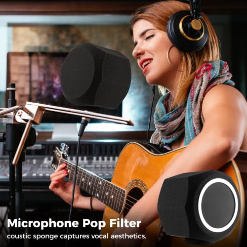 Microphone Pop Filter, Wind Shield Acoustic Filter For Record Studios, Mic Sound-Absorbing Foam, Vocal Isolation Foam Ball, Noise Canceling Sponge Microphone Windscreen #TOP1