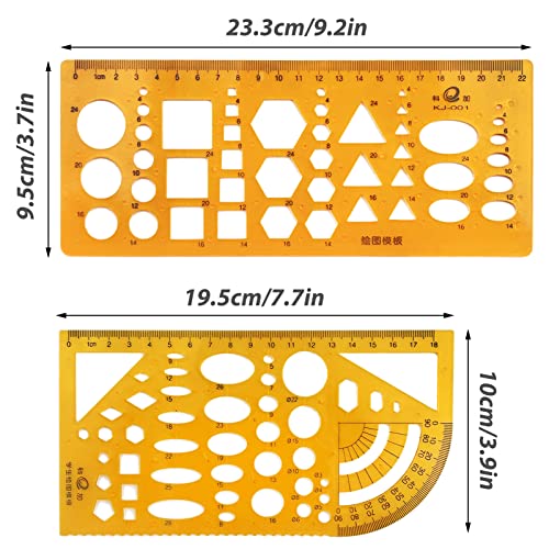 XPOOP 2-Piece Circle Stencil Set - Clear Plastic Circle & Oval Templates - Transparent Orange - Image 2