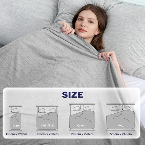 Image of Cooling Blanket Japanese Q-Max 0.4 Technology keep cool in hot summer, 78 X 86in twin or baby sized blanket for Adults, Children, Babies. Mica Nylon and PE Cool Fabric Breathable Comfortable.(Grey)