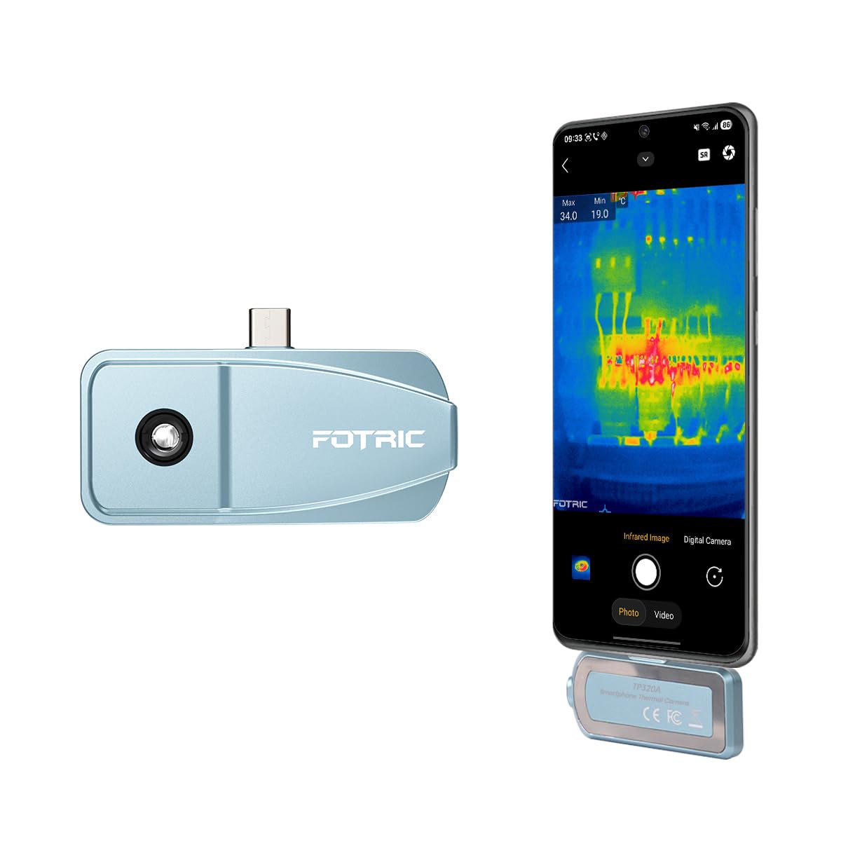 FOTRIC TP320A Thermal Imaging Camera for Android 12+, 640×480 Super Resolution Thermal Imager,for Pet Monitoring, Camping, Automotive, Home Security & Industrial Inspections, -4°F to 1022°F, 25Hz
