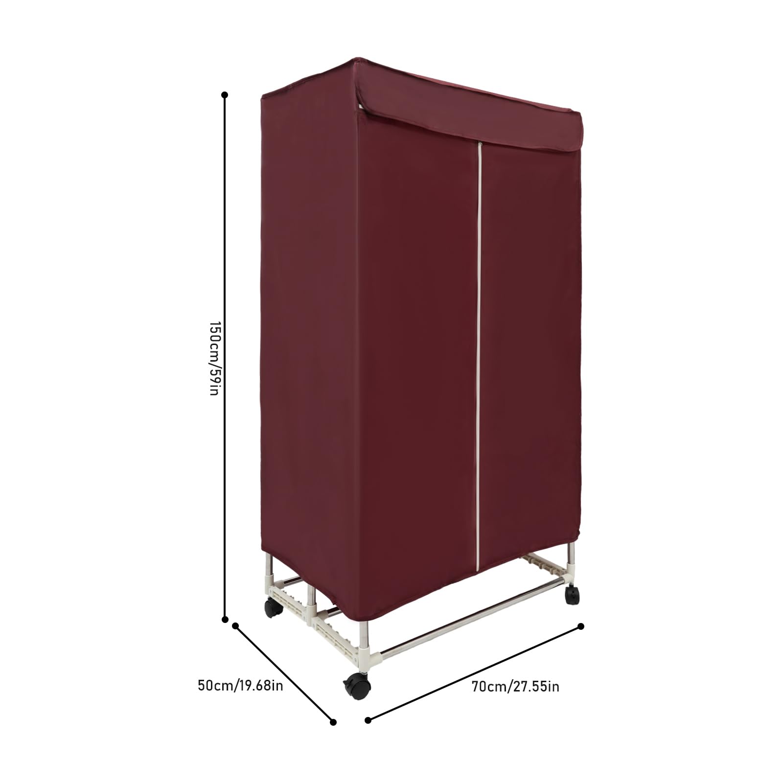Secadora eléctrica de 1500 W, armario portátil, secadora de aire caliente, máquina de secado plegable con mando a distancia y temporizador, diseño de doble capa, para el hogar (rojo)