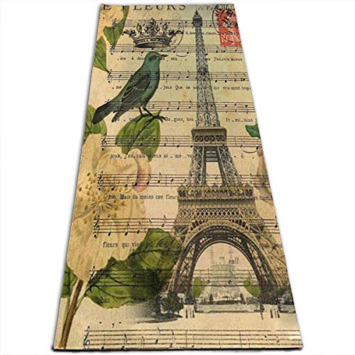 Llynice Yoga Mat Vintage Paris Eiffel Tower Trendy 1 4-Inch Thick Sports Mats for Pilates,Fitness & Workout