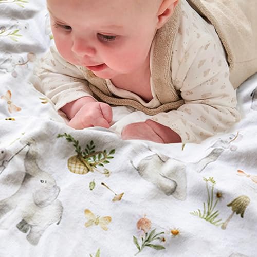 Image of BOPRIO Baby Blankets for Unisex Boys Girls, Super Soft Nursery Minky Blankets with Baby Elephant Design and Dotted Fleece Backing, Printed Bed Throws Newborn