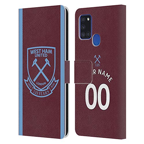 Coque en cuir Samsung Galaxy A21s West Ham United FC personnalisable avec portefeuille