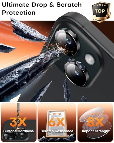 Image of TOCOL Camera Lens Protector for iPhone 15 / iPhone 15 Plus Tempered Glass HD Individual Scratch Resistant Camera Cover Accessories Case Friendly 2 Pack(Black)