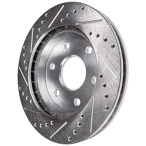 Image of Detroit Axle - Rear Brake Kit for Chevy GMC Silverado Sierra 1500 LD Yukon XL Suburban Tahoe Cadillac Escalade ESV, Drilled & Slotted Brake Rotors Ceramic Brake Pads w /Hardware Replacement