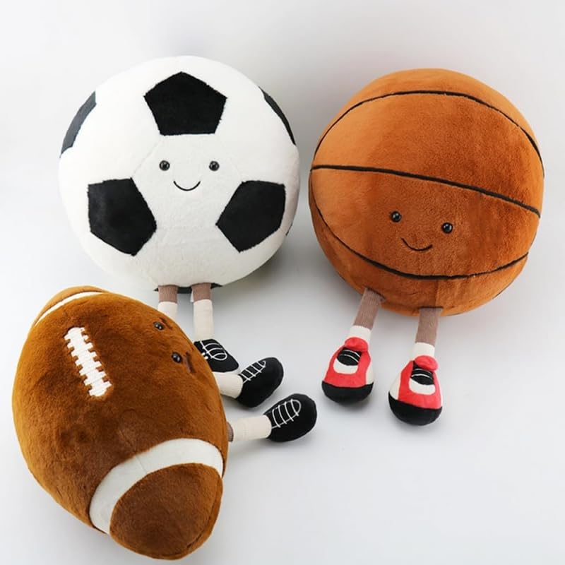 Lindos juguetes de peluche de fútbol de 12 pulgadas, almohada deportiva de peluche suave, regalo para cumpleaños de niños y decoración de Navidad (rugby) 5