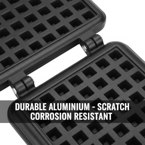 Image of Aluminium Stick-Free Waffle Maker & Pancake Pan | Gas Stove Compatible | Non-Stick Double-Sided Pan with Long Handle for Easy Flip Cooking at Home & Restaurant