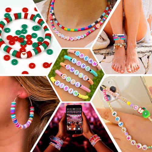 CasaCulina 6000 peças, kit de fabricação de pulseiras de contas de argila, 24 cores, contas heishi d