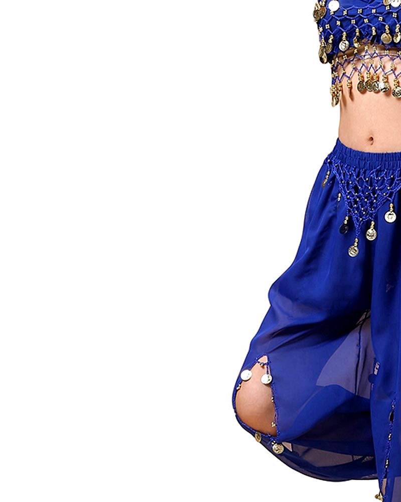 Les Femmes Bollywood Inde Femme Arabe Danseuse du Ventre Paillettes Haut Pantalon Fendu Robe Costume de soirée Costume Bleu/Rose/Violet Fantaisie Adulte