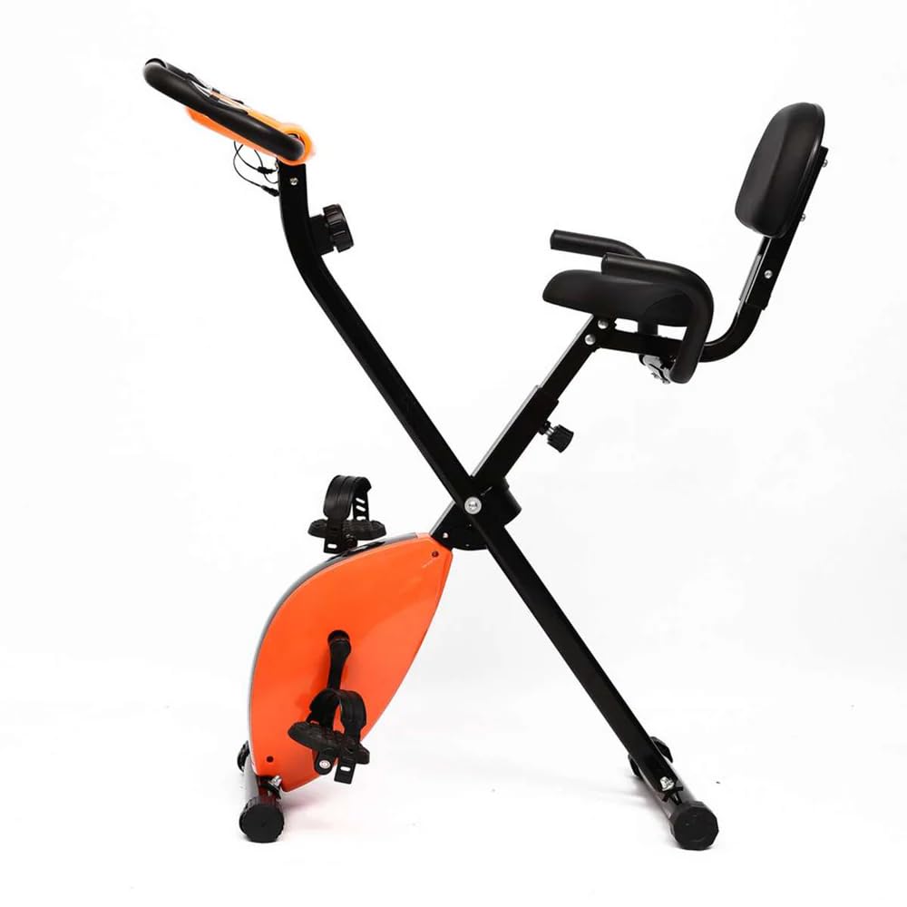 Bicicleta Estática Plegable Almalux® con Respaldo Lumbar | Pantalla LCD y 8 Niveles de Resistencia | Soporta 100 kg