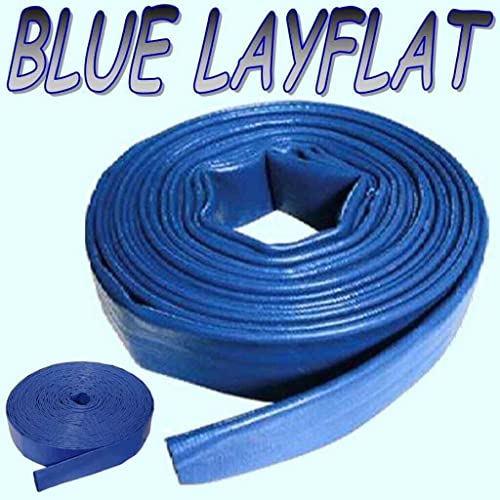 Image of Layflat PVC Water Delivery Hose - Discharge Pipe Pump Lay Flat Irrigation Blue 30 Meter