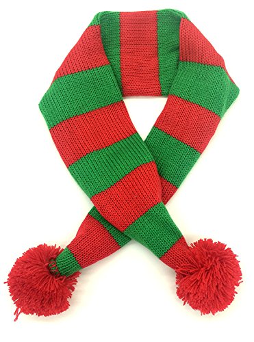 Stripe Pet Xmas Holiday Accessories Knit Christmas Stripe Scarf For Pet, Red Green Stripe Medium/Large #TOP2