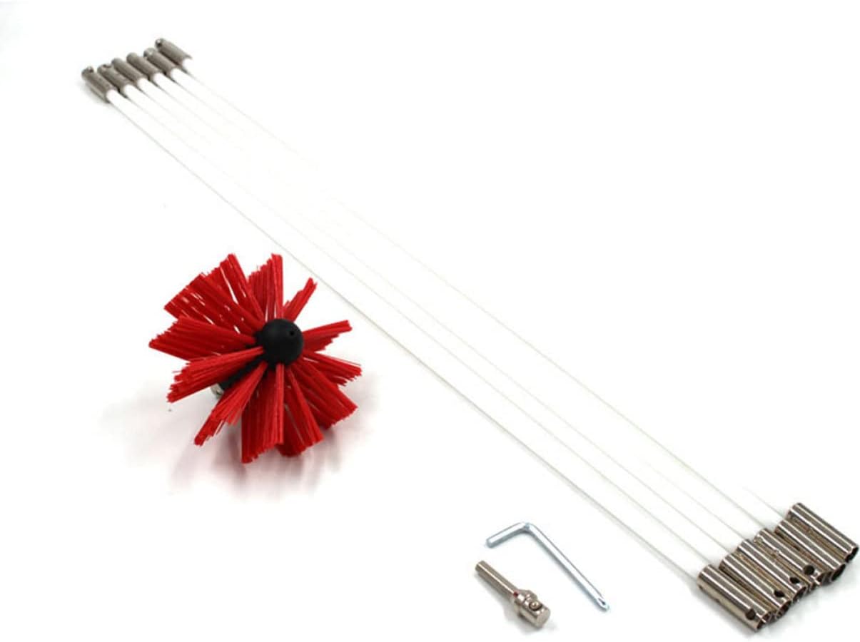 Garneck 1 Set Flexible Chimney Brush Cleaning Kit Rods with Head for Efficient Flue Maintenance Compatible Brick Chimneys Easy to Assemble and Use