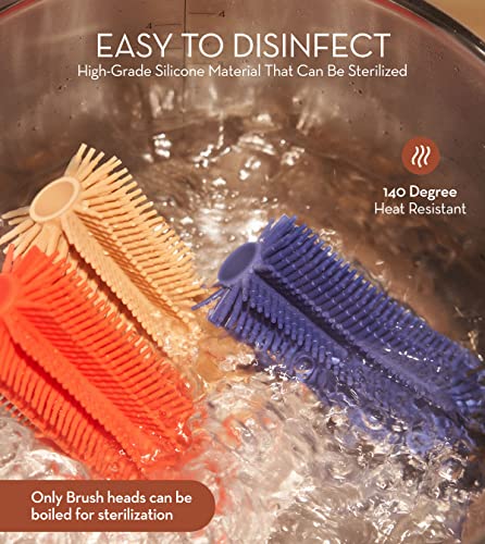 Mother-K Rotating Silicone Bottle Brush 2 Kinds Of Sets, Silicone Bottle Cleaning Brush Water Bottle Cleaner For Washing Baby Bottles, Sports Bottle, Vase, And Glassware (Brown) #TOP5