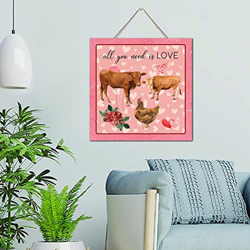 Décoration de table rustique en bois All You Need Is Love rétro 30cm