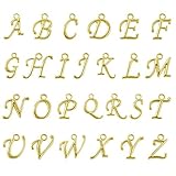 [BEADNOVA] 13-14mm金メッキお守りペンダント アルファベット文字A-Z ジュエリー製作用素材（100pcs）