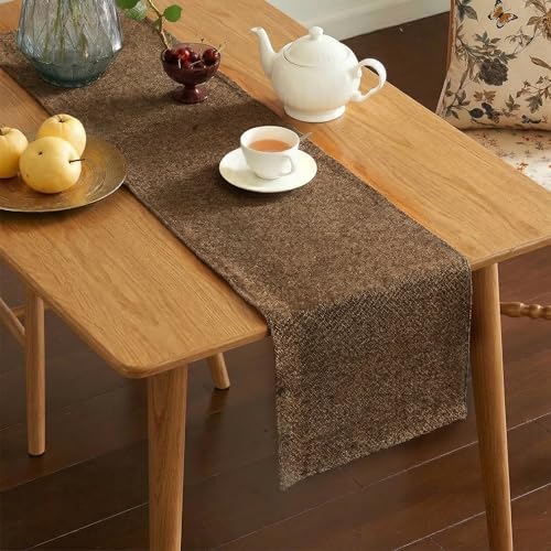 Image of Kuber Industries 72x12 inch Jute Table Runner for Party, Wedding and Family Dinners | Washable & Reusable Centre and Dining Table Runner | Brown
