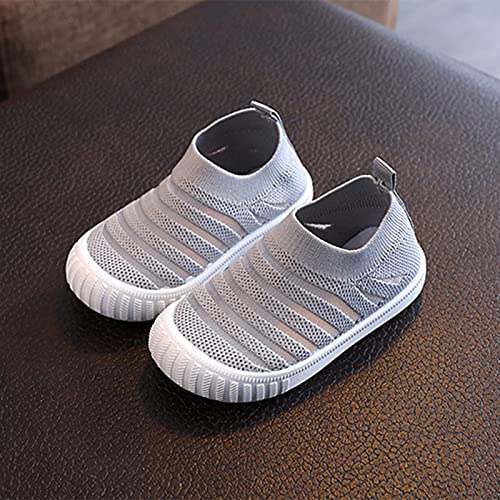 Little Girls Sneakers Autumn Flying Woven Mesh Breathable Comfortable Flat Casual Shoes Cute Girls (Grey, 7 Toddler)4