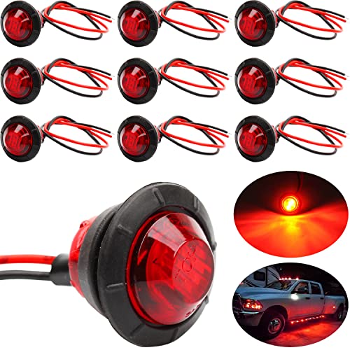 GALDOEP 10 PCS 3/4' Ronde Feux de Gabarit LED,LED Arrière Avant Indicateur 24V Feux de Gabarit LED pour Camion Remorque Camion Bus Bateau (Rouge )