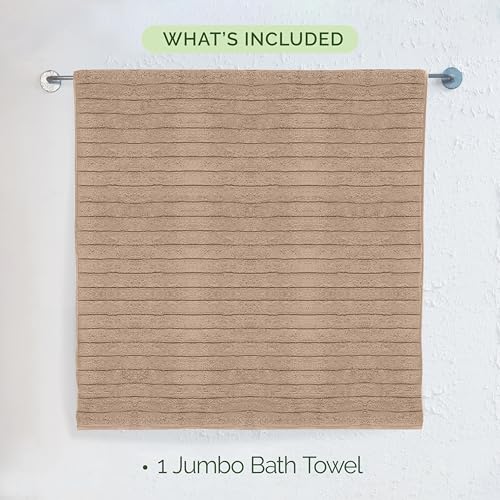 Image of Elegant Comfort 100% Turkish Cotton Corduroy Ribbed Luxury Jumbo Bath Towel Ultra Soft - 35 x 70 Inch - Luxury Spa Premium Hotel Quality Highly Absorbent and Quick Dry Large Bath Towel, Taupe