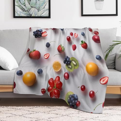 Manta para sofá o cama diseño de frutas de 130 x 180 cm 3