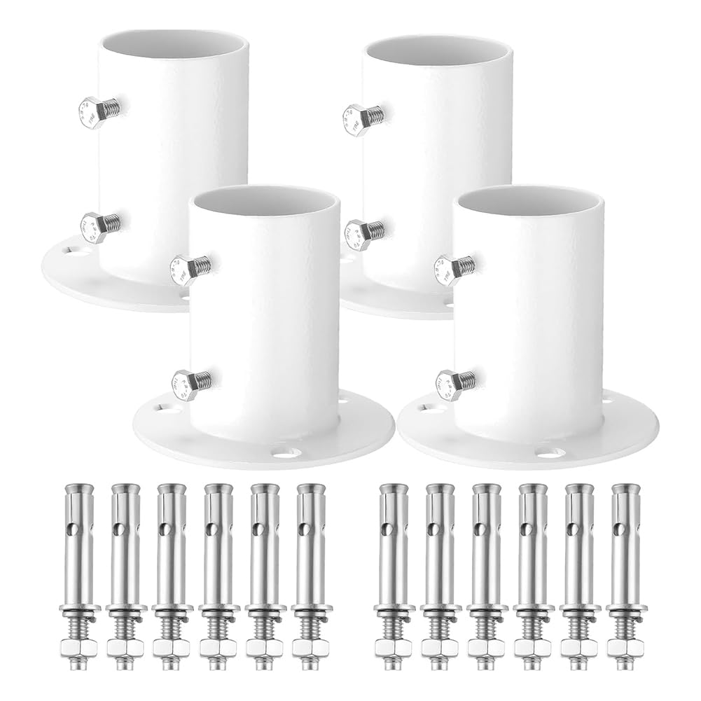 4 Pcs Pool Deck Flanges Pool Stair Deck Flanges Rod Flange for 1.5" Above Ground Pool Ladders and Handrails for Above Ground Pool Ladder, 1.5" Pool Handrail