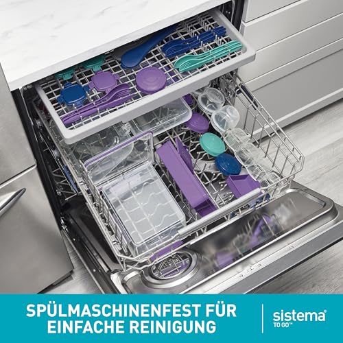 Sistema TO GO Bento-Box Cubes | 1,65 L | Brotdose für Pause mit Fächern und Snackbox | 2 Stück | Minty Teal & Ocean Blue – Ansicht 6